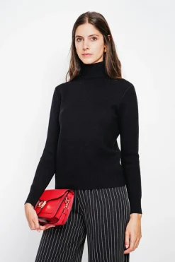 Pull col roulé fourré noir