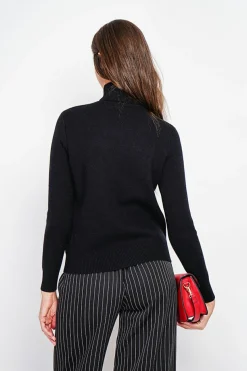 Pull col roulé fourré noir