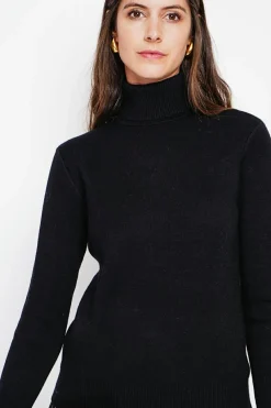 Pull col roulé fourré noir