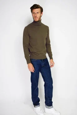 Pull col roulé kaki