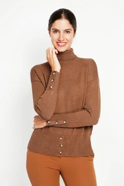 Pull col roulé marron