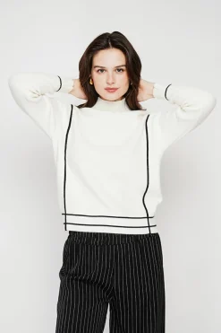 Pull col roulé montant naturel