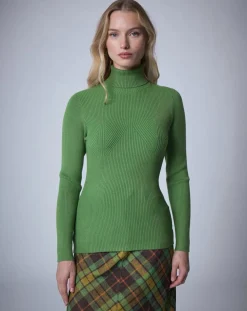 Pull col roulé Petite Côte vert