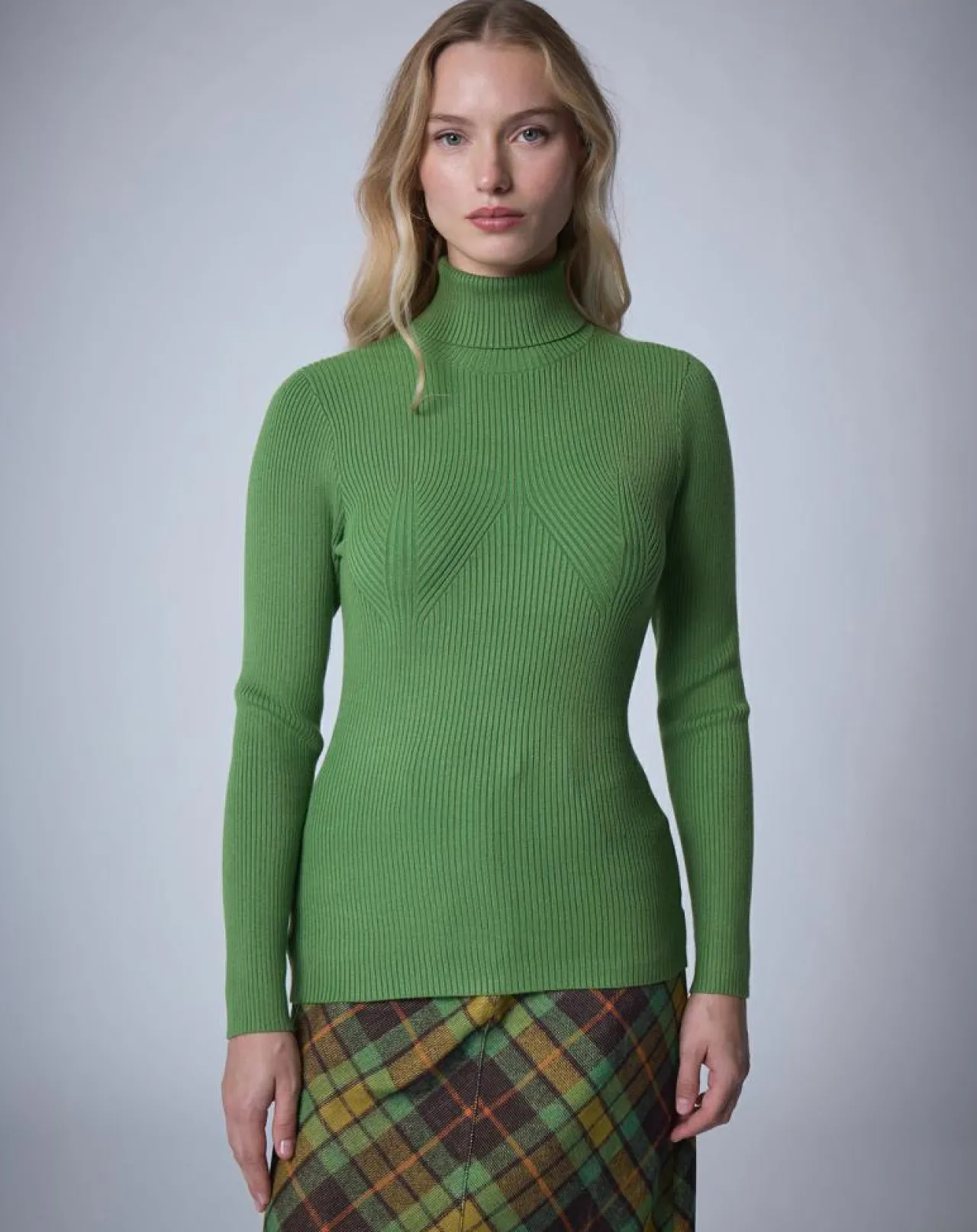 Pull col roulé Petite Côte vert