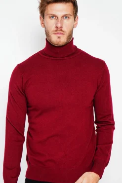 Pull col roule bordeaux