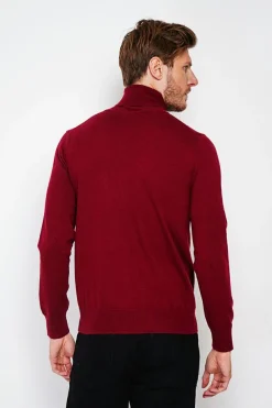 Pull col roule bordeaux