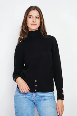 Pull col roulés noir