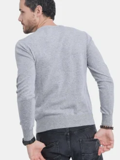 Pull col V flanelle