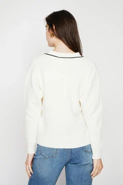 Pull col V naturel