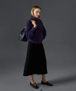 Pull Cordélia col roulé violet foncé