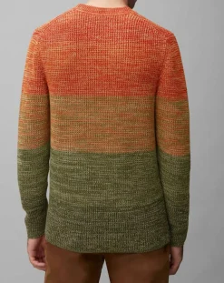 Pull Coton Mouliné orange/vert