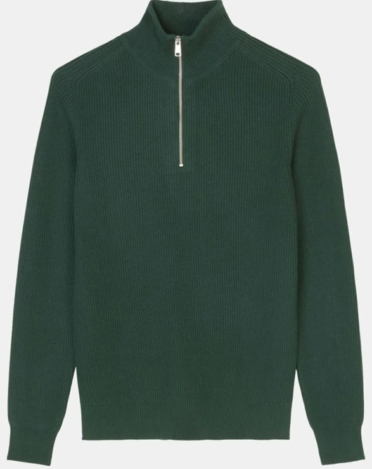 Pull côtelé en Coton & Laine vert