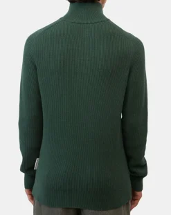 Pull côtelé en Coton & Laine vert