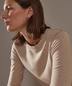 Pull Dahlia col rond marron moka