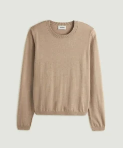 Pull Dahlia col rond marron moka