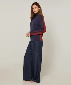 Pull Delphine 100% Laine mélangée bleu denim