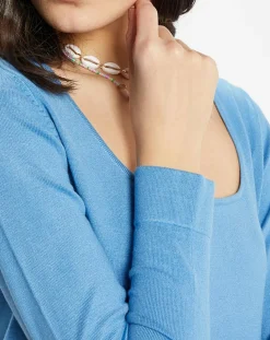 Pull Drice Col carré bleu