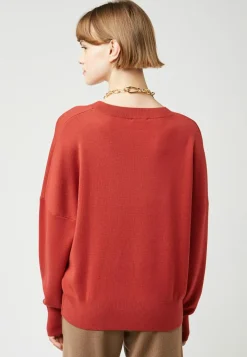 Pull Emmeline col rond orange rouille
