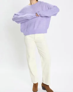 Pull en Alpaga & Laine mélangés gaufré violet clair