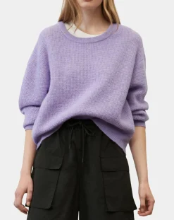 Pull en Alpaga & Laine mélangés gaufré violet clair