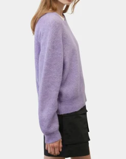 Pull en Alpaga & Laine mélangés gaufré violet clair