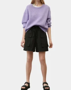 Pull en Alpaga & Laine mélangés gaufré violet clair