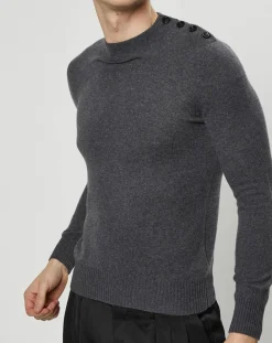 Pull en Cachemire & Laine Mesailor col rond gris foncé