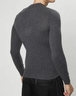 Pull en Cachemire & Laine Mesailor col rond gris foncé