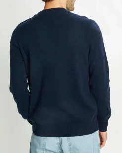 Pull en Cachemire & Laine Mesailor col rond bleu marine