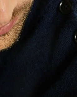 Pull en Cachemire & Laine Mesailor col rond bleu marine