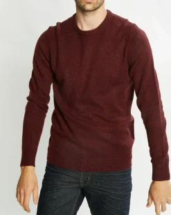 Pull en Cachemire & Laine Meps col rond bordeaux chiné
