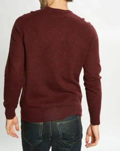 Pull en Cachemire & Laine Meps col rond bordeaux chiné
