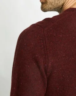 Pull en Cachemire & Laine Meps col rond bordeaux chiné