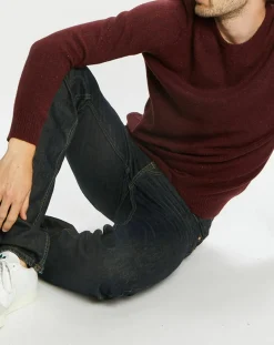 Pull en Cachemire & Laine Meps col rond bordeaux chiné