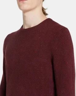 Pull en Cachemire & Laine Meps col rond bordeaux chiné