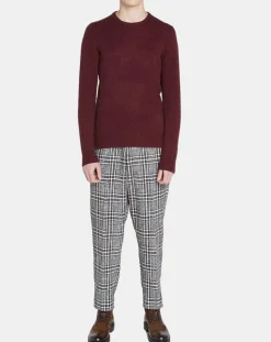 Pull en Cachemire & Laine Meps col rond bordeaux chiné