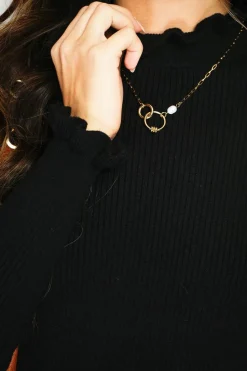 Pull en Cachemire & Soie mélangés col montant noir