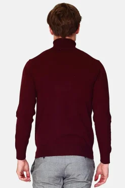 Pull en Cachemire mélangé col roulé bordeaux