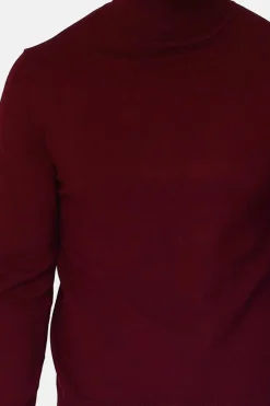 Pull en Cachemire mélangé col roulé bordeaux