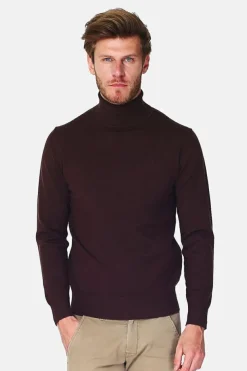 Pull en Cachemire mélangé col roulé café