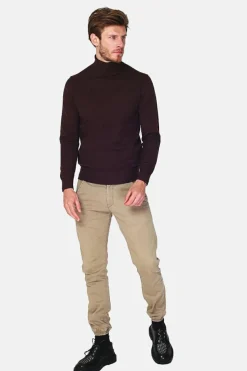 Pull en Cachemire mélangé col roulé café