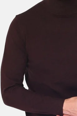 Pull en Cachemire mélangé col roulé café