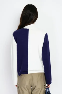 Pull en Cachemire mélangé col montant naturel/nuit