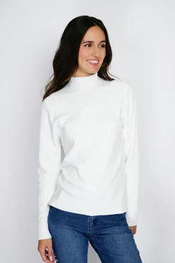 Pull en Cachemire mélangé col montant naturel