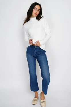 Pull en Cachemire mélangé col montant naturel