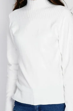 Pull en Cachemire mélangé col montant naturel