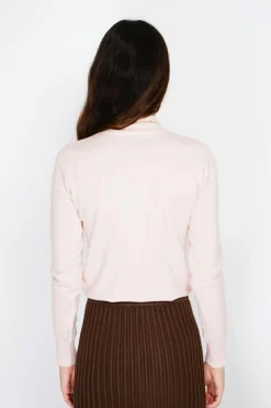 Pull en Cachemire mélangé col montant rose