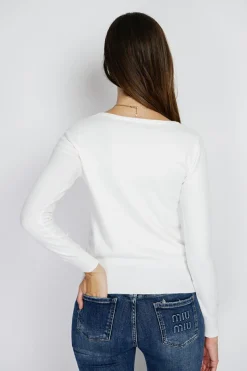 Pull en Cachemire mélangé col rond naturel