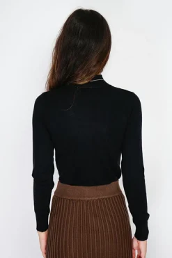 Pull en Cachemire mélangé col montant noir