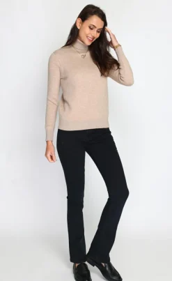 Pull en Cachemire mélangé col roulé fourré thermique camel